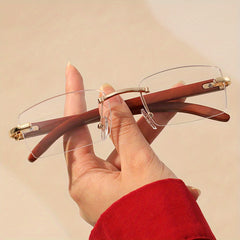 Rimless Sunglasses Retro Rectangle Metal Sun Shades UV400