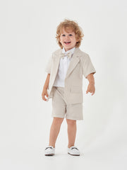 Boys Gentleman Outfit Short Sleeve Suit&Shorts&Vest Set