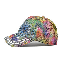 Vintage Floral Print Baseball Cap Adjustable Hat