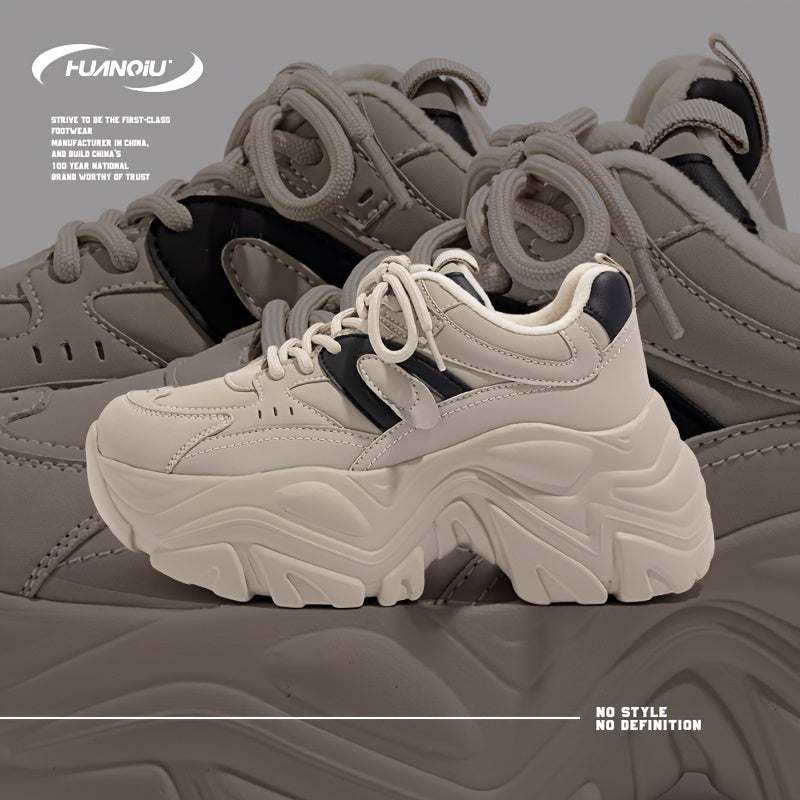 Women's Lace-Up Chunky Sneakers - Comfy & Warm - Dad Shoes