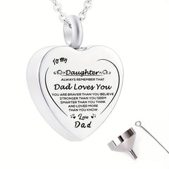 Heart Shaped Cremation Jewelry Keepsake Urn Necklace - Silver Stainless Steel