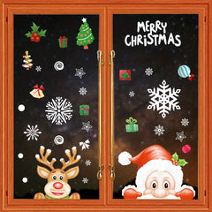 Christmas Elk Santa Claus Glass Door Static Stickers