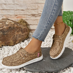 Women's Printed Flat Loafers Slip On Sneakers, Breathable Walking Shoes