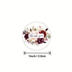 500pcs Round Floral Thank You Stickers for Wedding Favors & Party Card