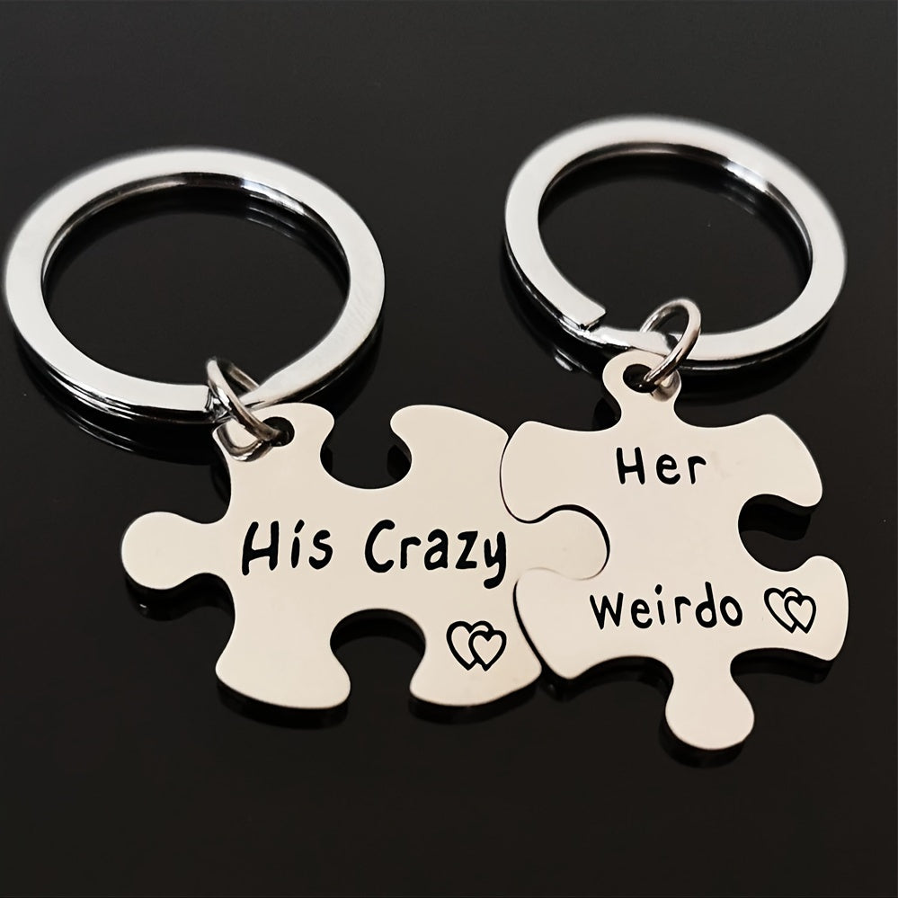 Couple Keychain Stainless Steel Keyring Backpack Pendant Gift