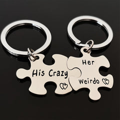 Couple Keychain Stainless Steel Keyring Backpack Pendant Gift