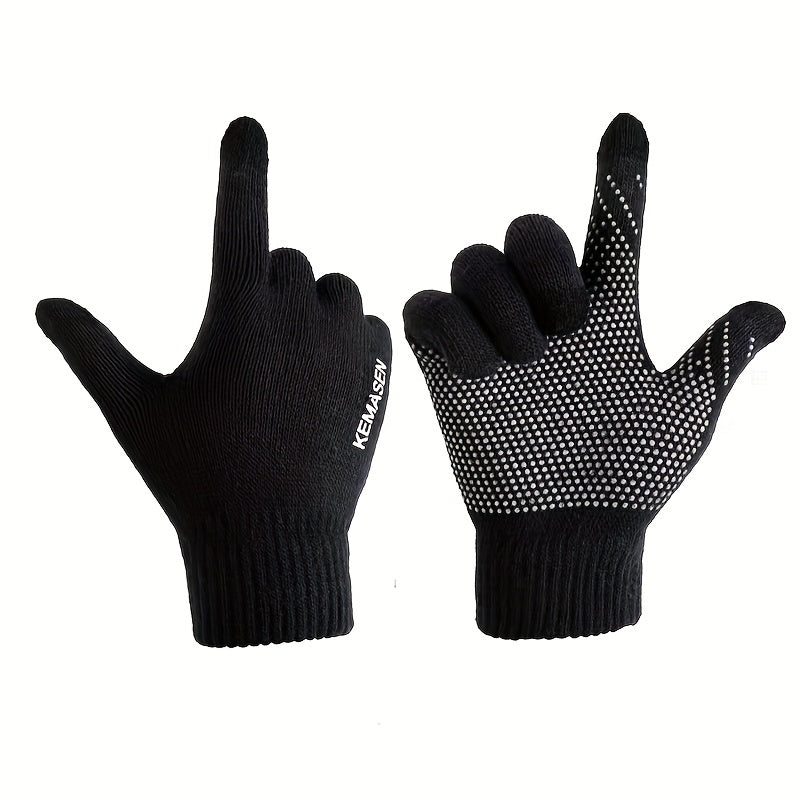 Non Slip Touch Screen Warm Knitted Windproof Cycling Full Finger Glove