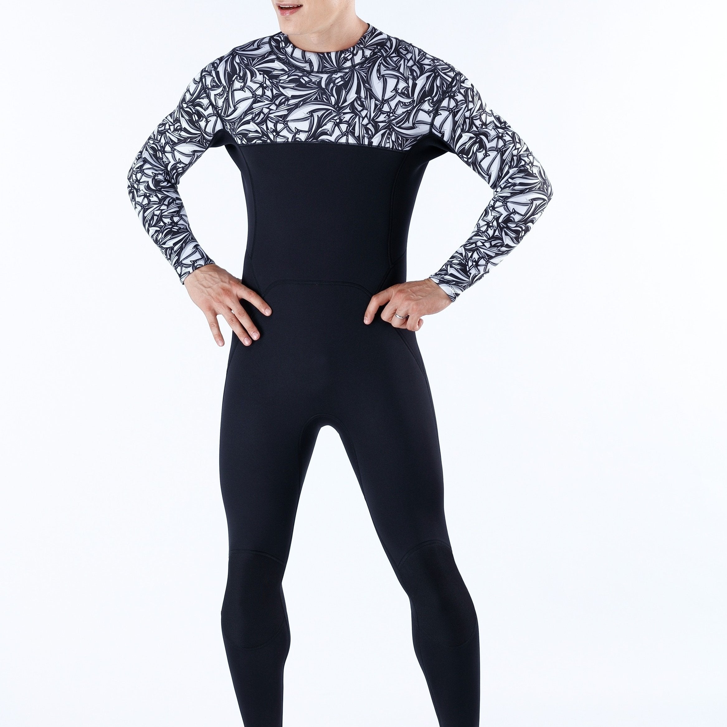 Men's Geometric Neoprene Wetsuit Warm Anti Jellyfish One Piece Back Zipper