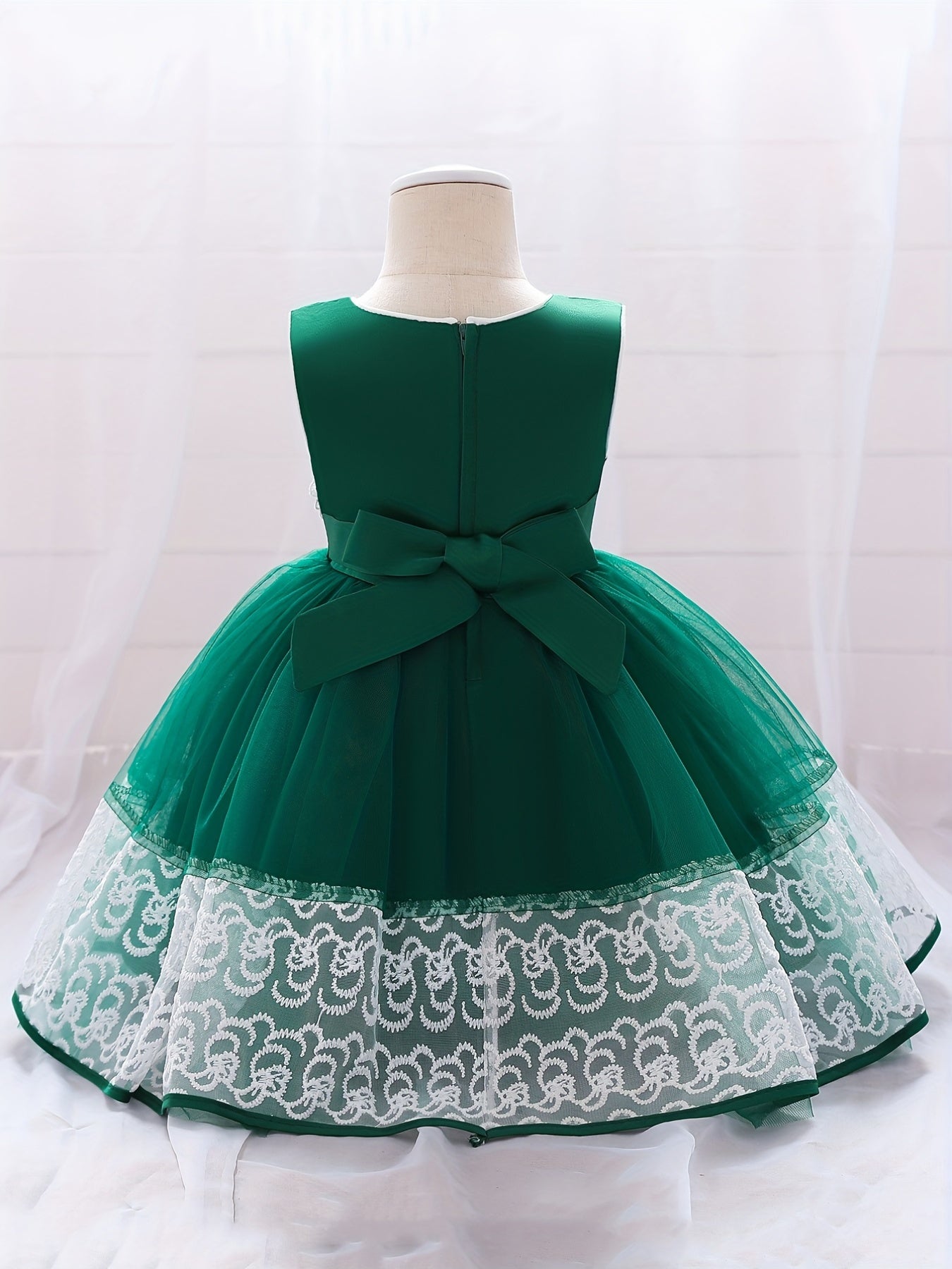 Baby Girls Appliques Sleeveless Lace Trim Princess Dress Clothes