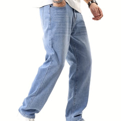 Men's Solid Denim Pants for Spring Summer