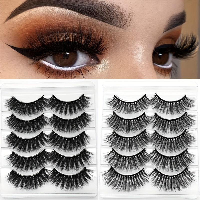 5 Pairs Wispy Fluffy Mink Eyelashes Set Thick Volume False Eye Lashes