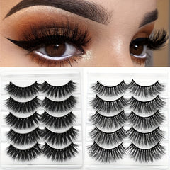 5 Pairs Wispy Fluffy Mink Eyelashes Set Thick Volume False Eye Lashes