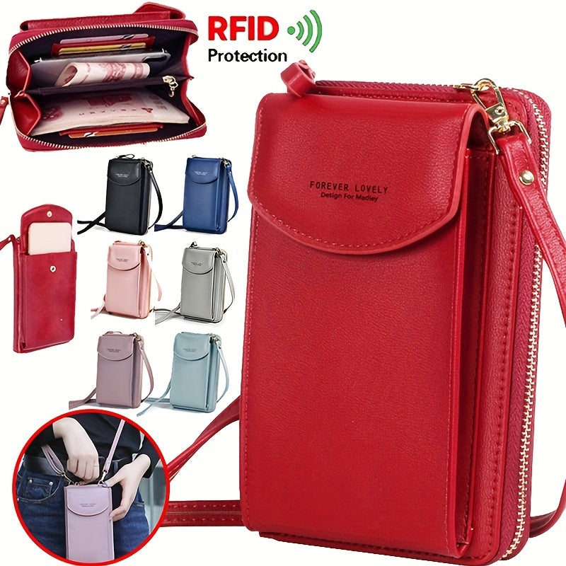 Faux Leather Long Wallet Women's Mini Crossbody Bag
