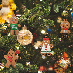 12pcs Christmas Gingerbread Man Ornaments Assorted Plastic Figurines
