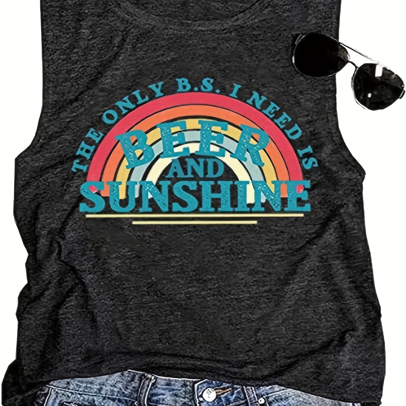 Rainbow Print Sleeveless Tank Top for Women