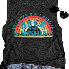 Rainbow Print Sleeveless Tank Top for Women