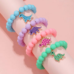 Kids Dinosaur Pendant Bead Bracelet Set