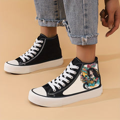 Anime Girl Pattern Lightweight High Top Breathable Canvas Sneakers