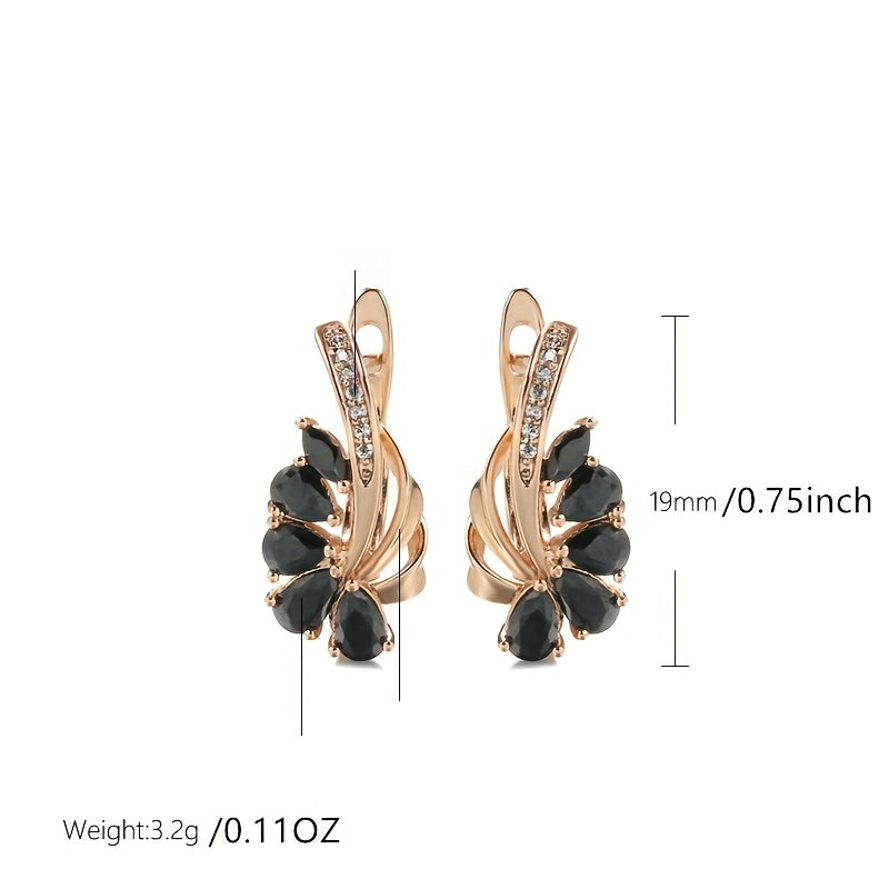 Zircon Flower Shape Earrings For Women Party Fine Jewelry