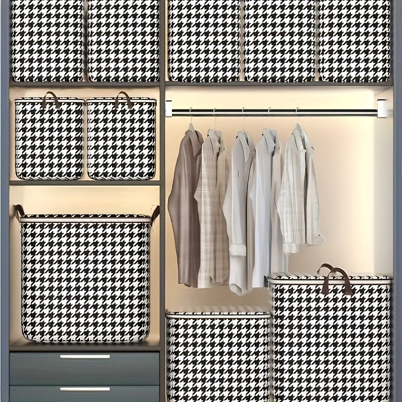 Houndstooth Storage Bag Waterproof Dustproof Large Capacity