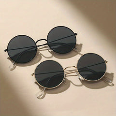 Round Metal Sunglasses Ombre Lens Glasses UV400