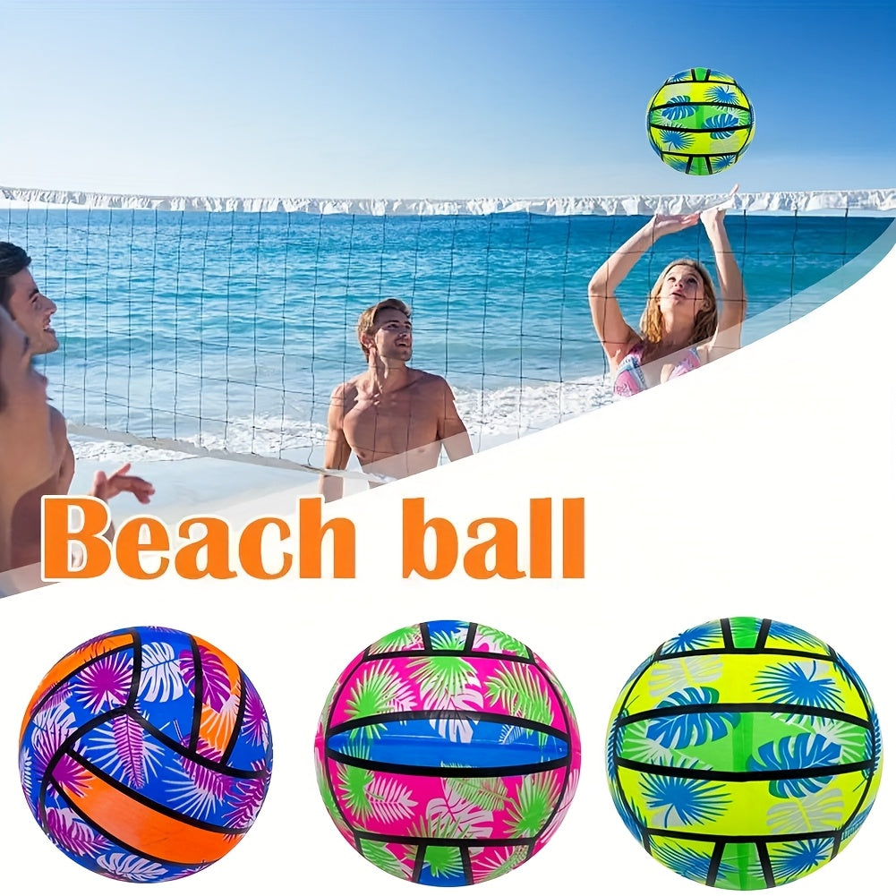 PVC Beach Volleyball Tropical Floral Pattern Orange Pu