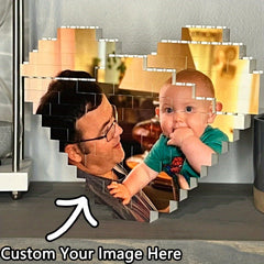 Custom Heart Shaped Photo Block Puzzle for Him Her
