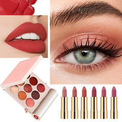 Eyeshadow Lipstick Set Glitter Shimmer Waterproof Long-lasting Matte Velvet