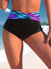 Colorblock Stripe Print Bikini Set