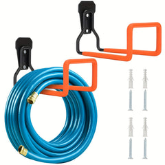 Heavy Duty Metal Hose Holder Wall Mount Orange Garden Hose Hanger
