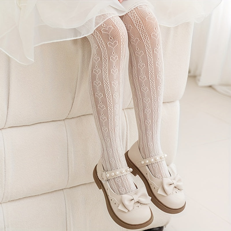 Girls Heart Pattern Hollow Pantyhose Princess Tights Leggings