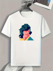 Portrait Pattern Print Men's Sports T-shirt Graphic Tee