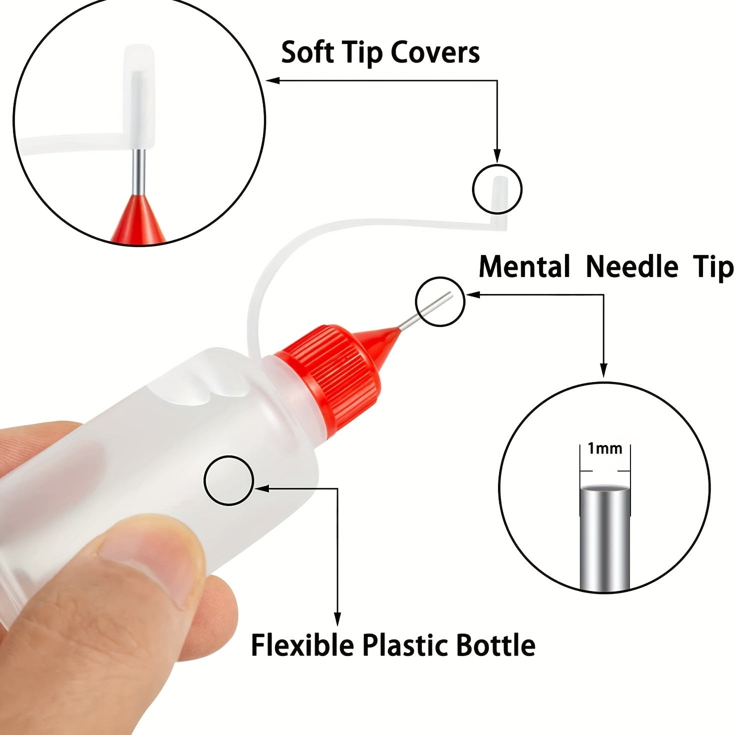 18pcs Needle Tip Glue Applicator Bottles Set 30ML Squeeze Bottle Mini Funnel