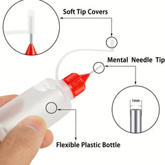 18pcs Needle Tip Glue Applicator Bottles Set 30ML Squeeze Bottle Mini Funnel