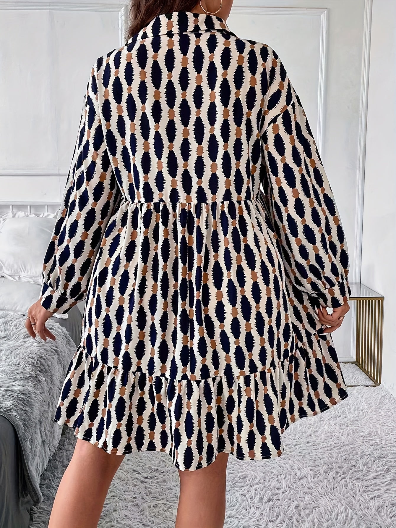 Casual Dress Women's Plus Lantern Sleeve Dress