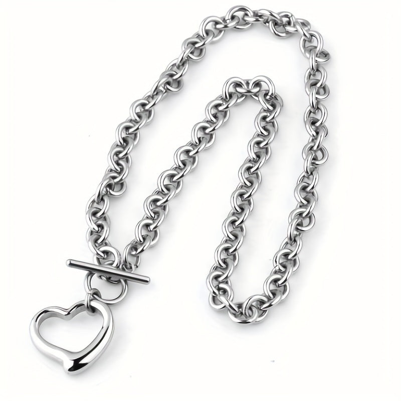 Heart Pendant Bracelet & Necklace Set - Fashionable Combo