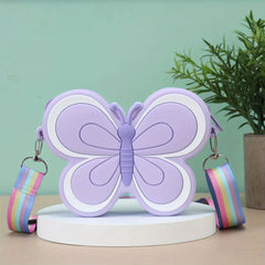 Kids Butterfly Silicone Crossbody Bag Coin Purse For Girls