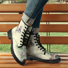 Skull & Floral Gothic Style Lace Up Ankle Boots