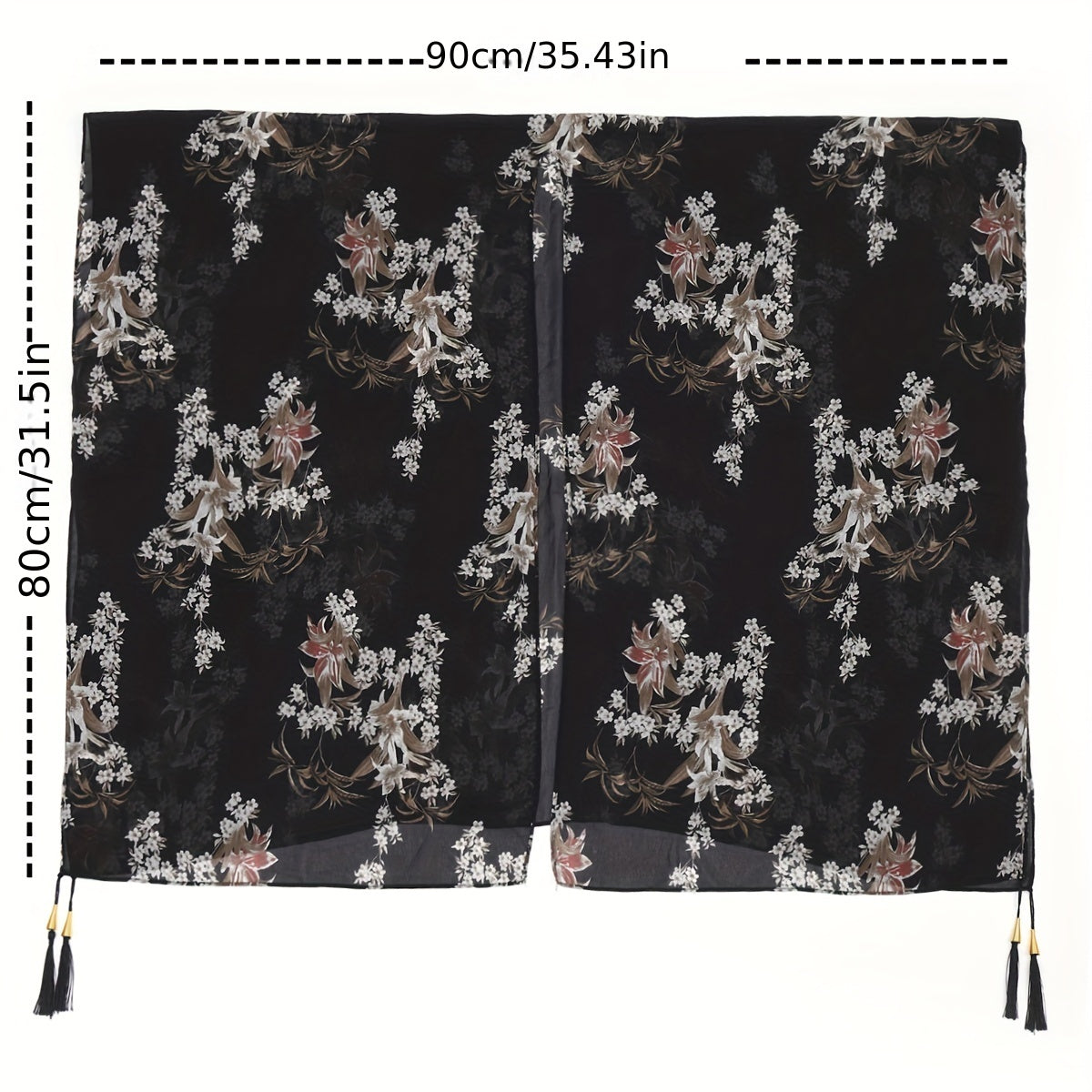 Flower Print Tassel Shawl Thin Gauze Scarf Outdoor Beach Towel Cover