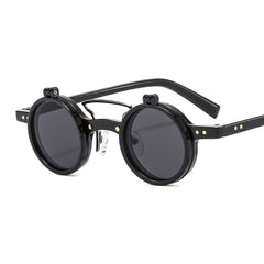 Round Frame Punk Double layer Flip Sunglasses Retro Outdoor Sunshade Decoration