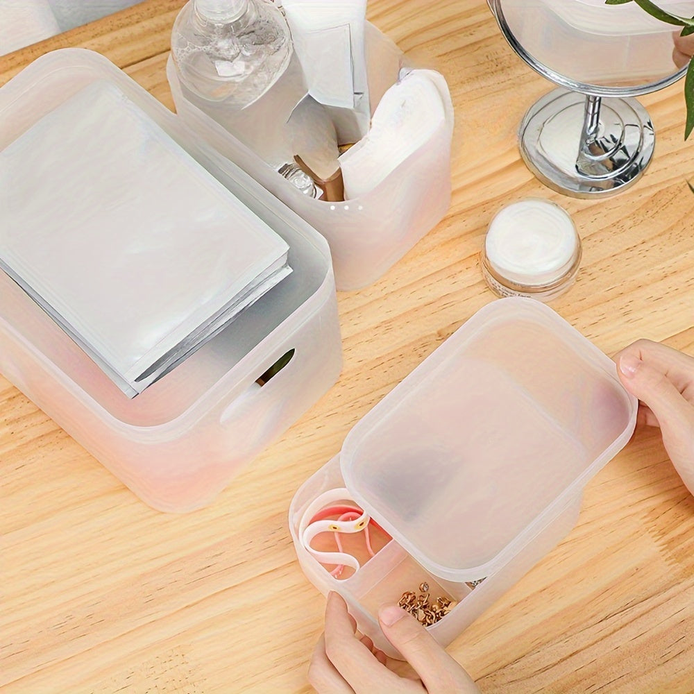 Plastic Transparent Cosmetic Storage Box with Cover