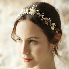 Baroque Flower Faux Pearls Bridal Headpieces Bride Wedding Headbands