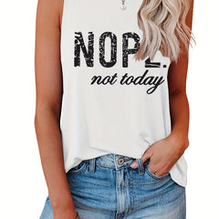 Not Today Print Tank Top Casual Crew Neck Summer Sleeveless Top