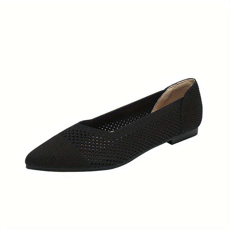 Women's Knitted Flat Shoes Pointed Toe Slip On Soft Sole Ballet Flats