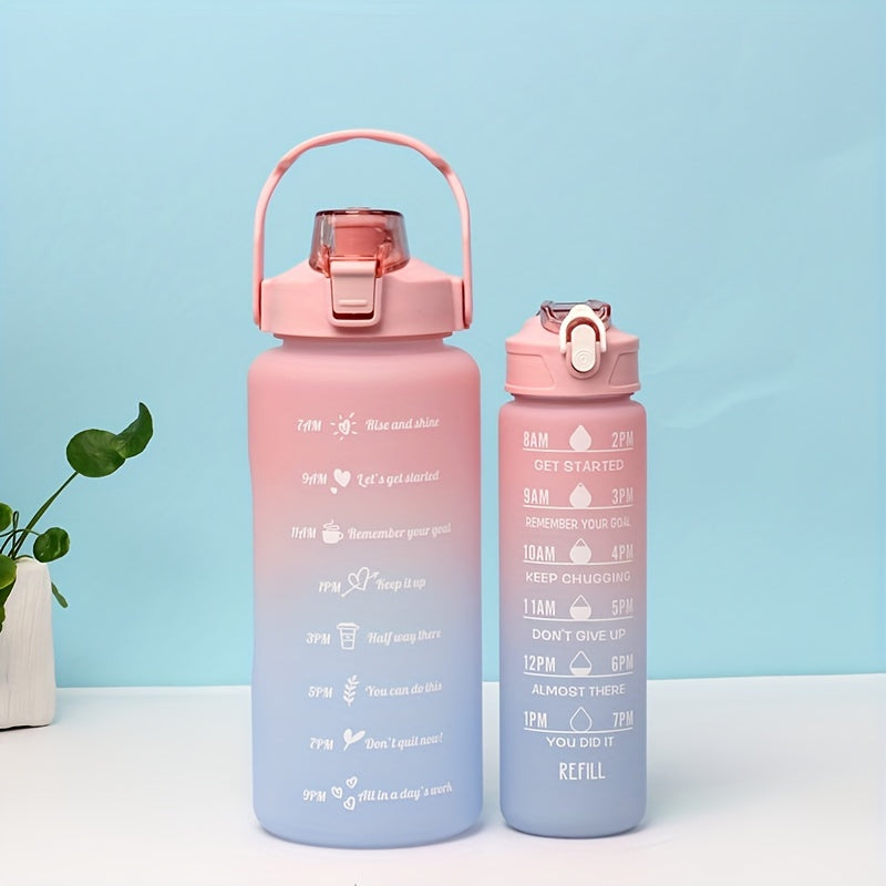 Gradient Leakproof Straw Water Bottle with Time Scale for Outdoor Sports