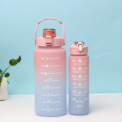 Gradient Leakproof Straw Water Bottle with Time Scale for Outdoor Sports