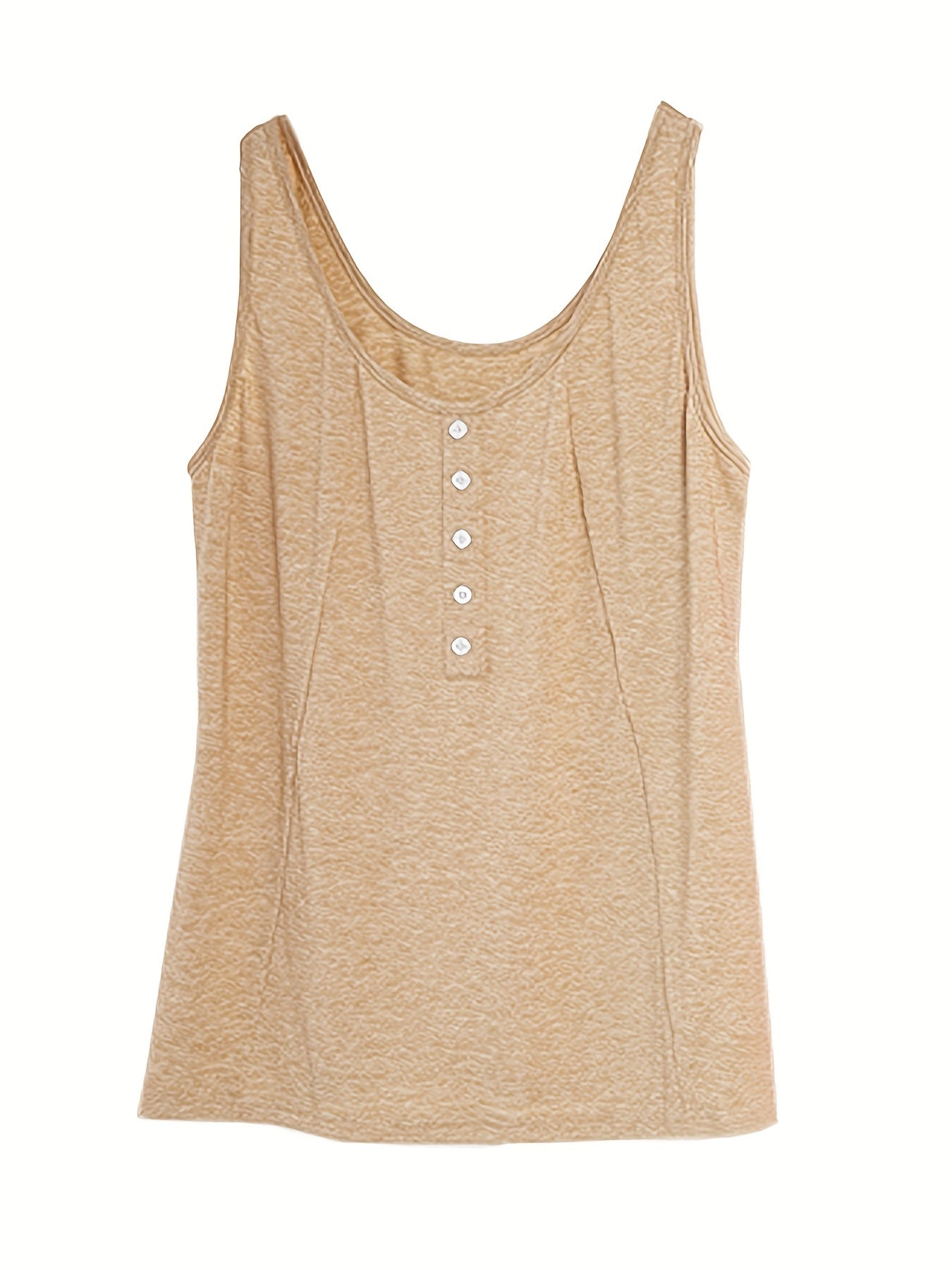 Button Decor Tank Top Sleeveless Round Neck Loose Casual Summer