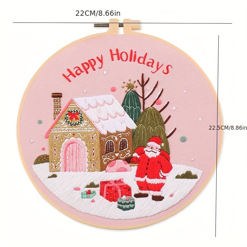 DIY Embroidery Kit Christmas Pattern Material with Hoop