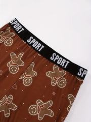 Xmas Cartoon Figure Tank Top & Snowflake Print Underwear Set