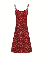 Floral Print V Neck Cami Summer Dress Sexy Backless Spaghetti Strap